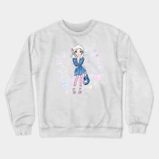 Cute beautiful girl in blue dress Crewneck Sweatshirt